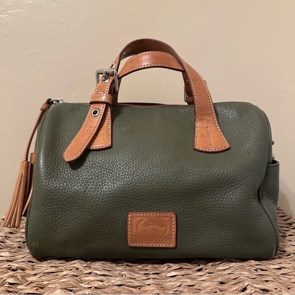 Dooney & Bourke Genuine Leather Olive Barrel Satchel Handbag